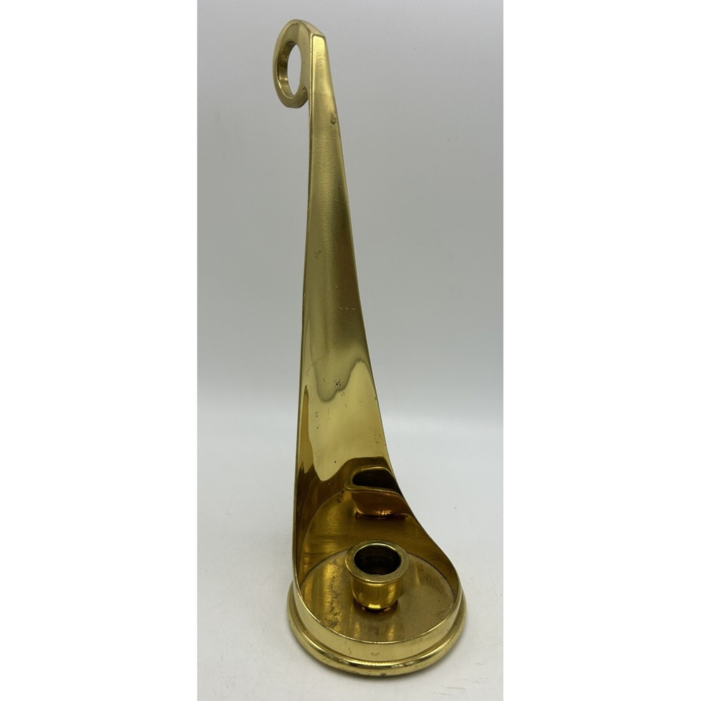 Vintage Brass Candle Holder Taper Home Decor Tall Gold Tone Heavy Hollywood Reg